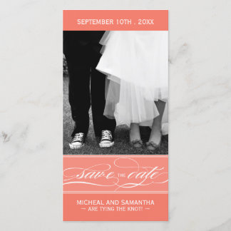 Coral Save the Date Photo Card (4x8)