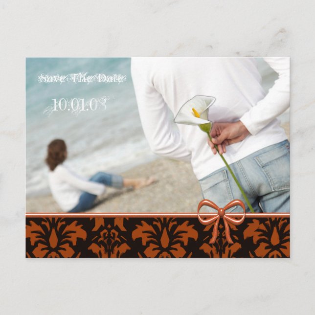 Coral Save the Date with Your Photo Announcement Postcard (Front)