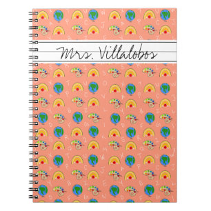 Coral School Supplies and the Alphabet  Notebook