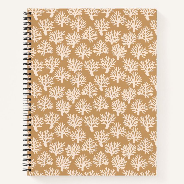 Coral Scribbles Brown Notebook (Front)