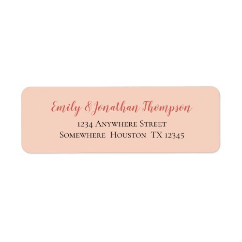 Coral Script black text peach Return Name Address Label