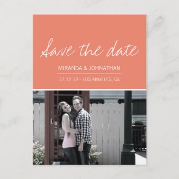 Coral Script Photo Save The Date Post Cards by AllyJCat at Zazzle