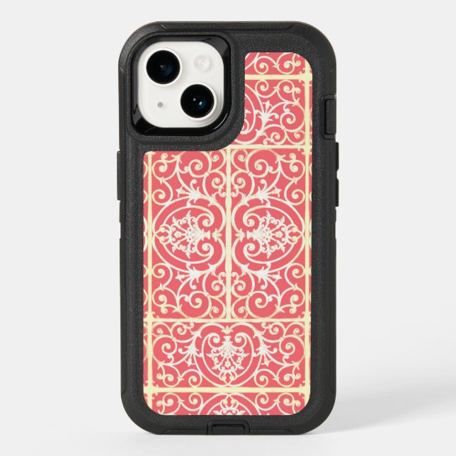 Coral scrollwork pattern otterbox iPhone case (Back)