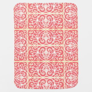 Coral scrollwork pattern receiving blanket
