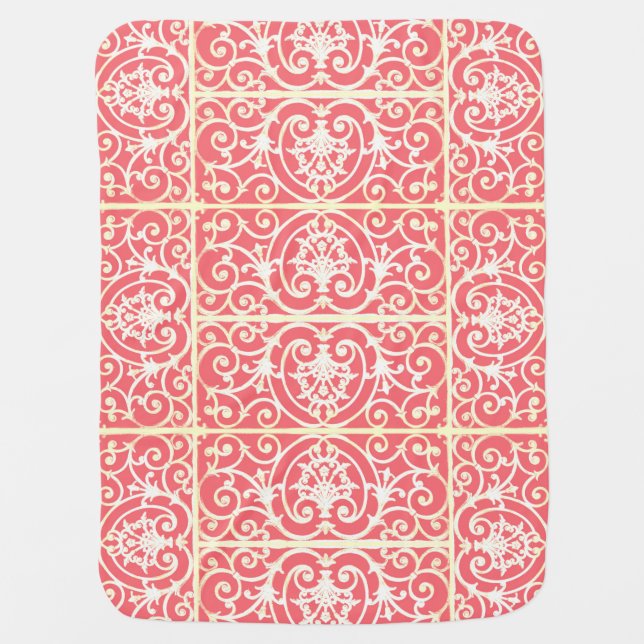 Coral scrollwork pattern receiving blanket (Front)