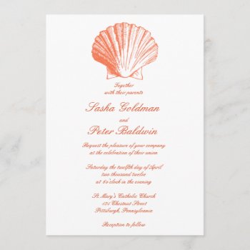 Coral Sea Shells Wedding Invitation by OddballAffairs at Zazzle