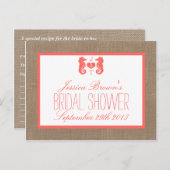 Coral Seahorse Beach Bridal Shower Recipe Cards (Front/Back)