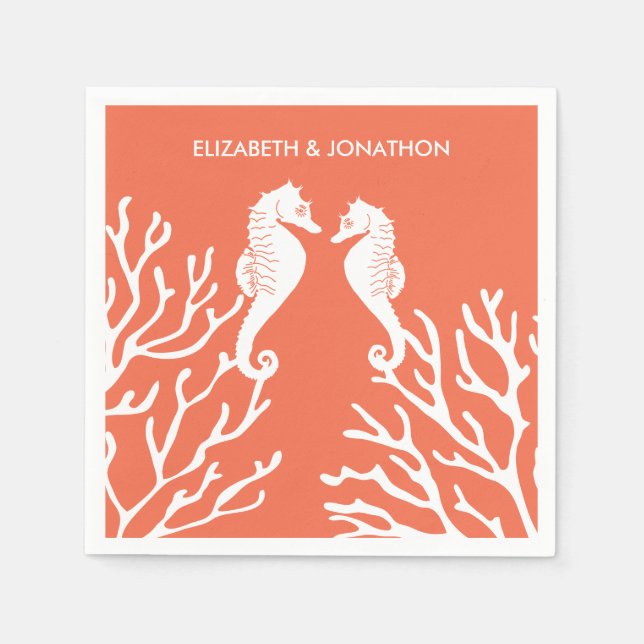 Coral Seahorse Napkins (Front)