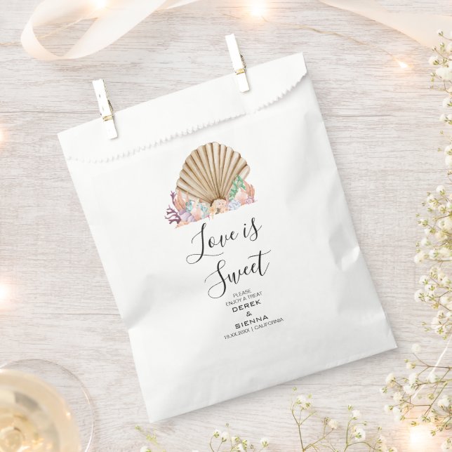 Coral & Seashell beach Wedding Favor Bag (Clipped)