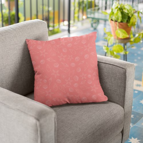 Coral SeashellsStriped Throw Pillow