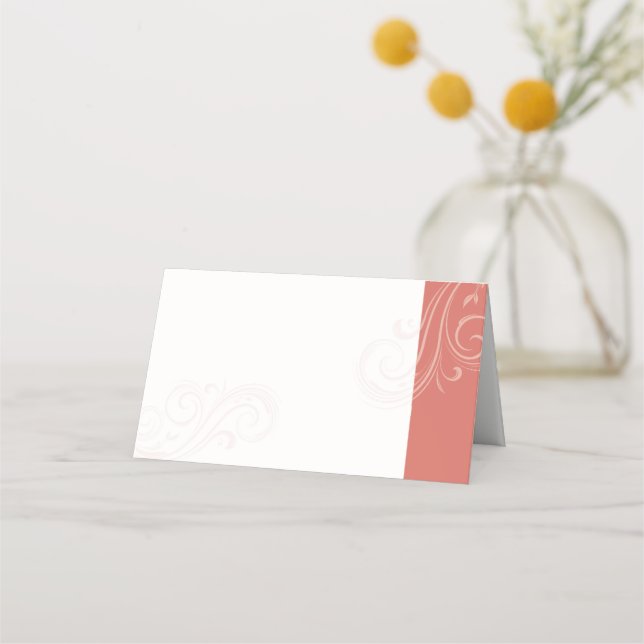 Coral Seating Card, Caroline Wedding Collection Place Card (Front)