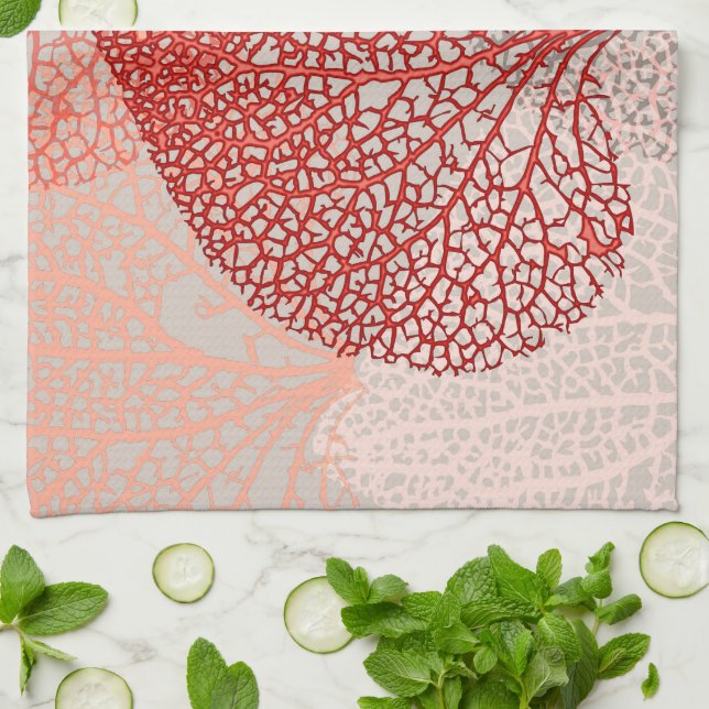 Coral Shadow Kitchen Towel (Folded)