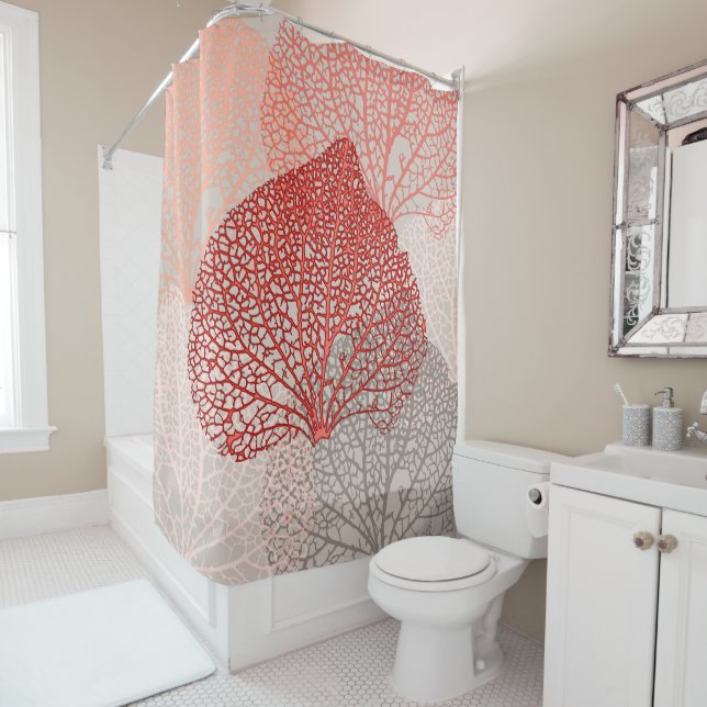 Coral Shadow Shower Curtain (In Situ)