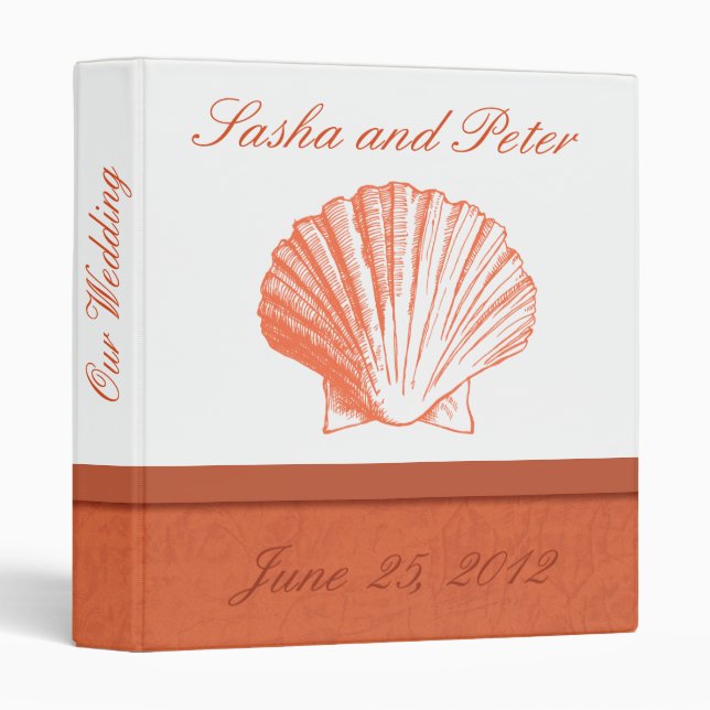 Coral Shell Wedding Planner Binder (Front/Spine)