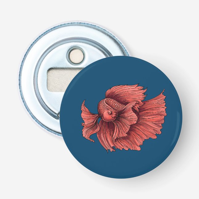 Coral Siamese fighting fish Bottle Opener (Front)