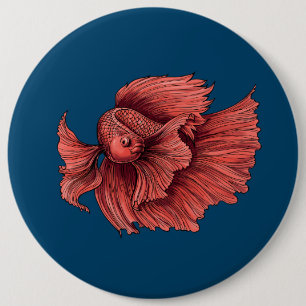 Coral Siamese fighting fish Button