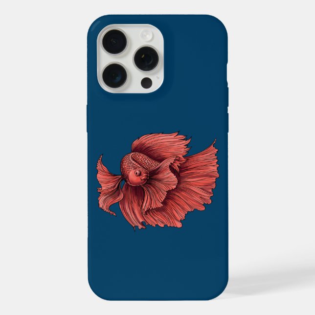 Coral Siamese fighting fish Iphone Case (Back)