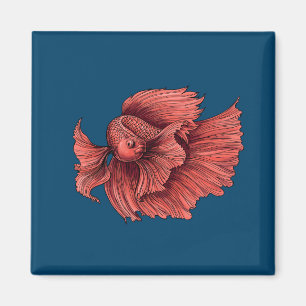 Coral Siamese fighting fish Magnet