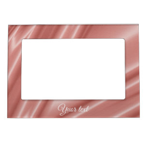 Coral Silk texture. Satin. Text. Magnetic Picture Frame