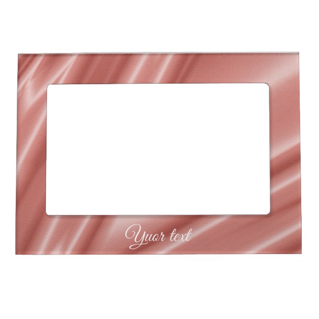 Coral Silk texture. Satin. Text. Magnetic Picture Frame (Front)