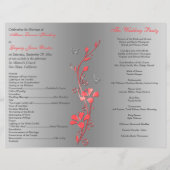 Coral Silver Butterfly Floral Wedding Program 2 (Back)