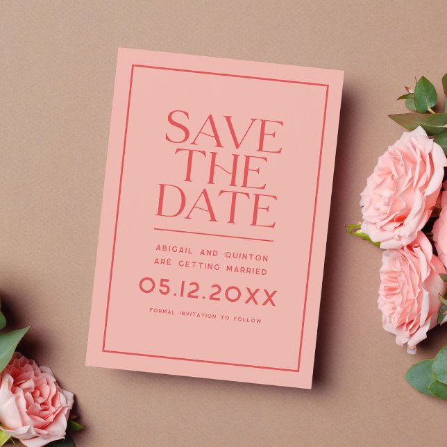Coral Simple Minimalist Modern Save the Date (Creator Uploaded)
