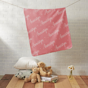 Coral Simple Script Baby Names Repeated Custom Blanket