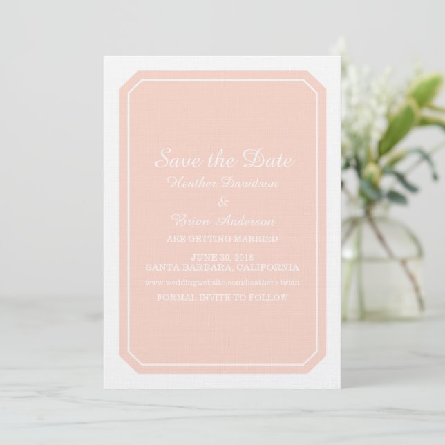 Coral Simply Elegant Save the Date Invite (Standing Front)