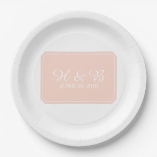 Coral Simply Elegant Wedding Paper Plates
