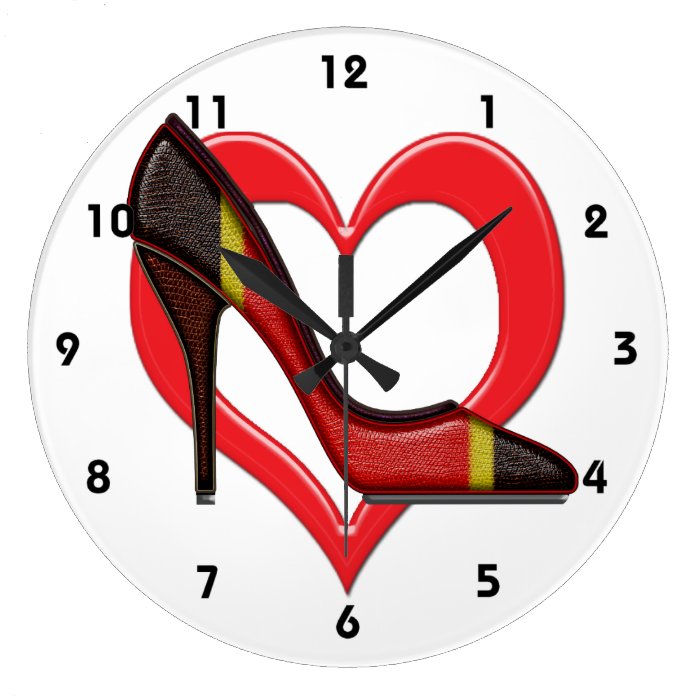 Coral Snakeskin Stilettos in Heart Wallclock