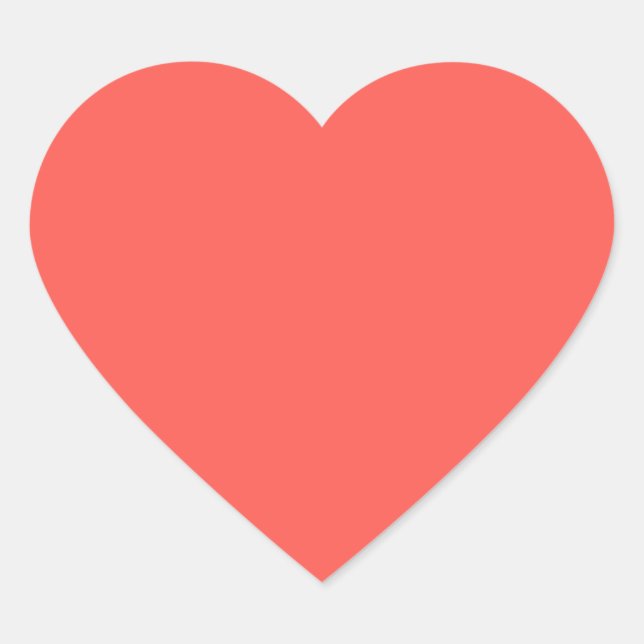  Coral (solid color)  Heart Sticker (Front)