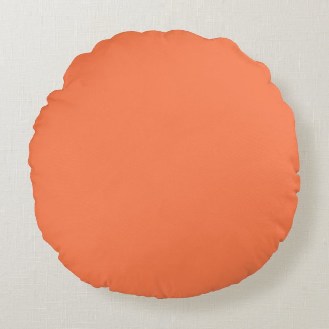 Coral Solid Color Round Pillow (Front)