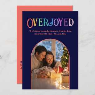 Coral Spark Xmas Baby Birth Announcement Photo