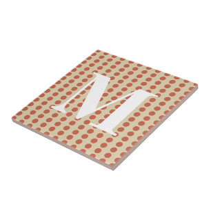 Coral Spice Moods Dots with monogram Tile