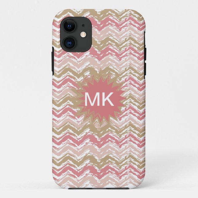 Coral Spice Scribble ZigZag Chevron Pattern Case-Mate iPhone Case (Back)