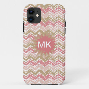 Coral Spice Scribble ZigZag Chevron Pattern iPhone 11 Case