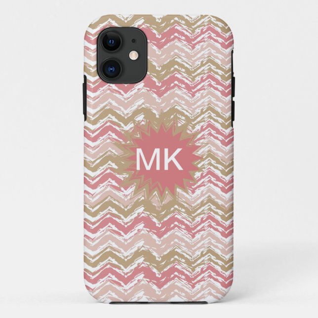 Coral Spice Scribble ZigZag Chevron Pattern Case-Mate iPhone Case (Back)