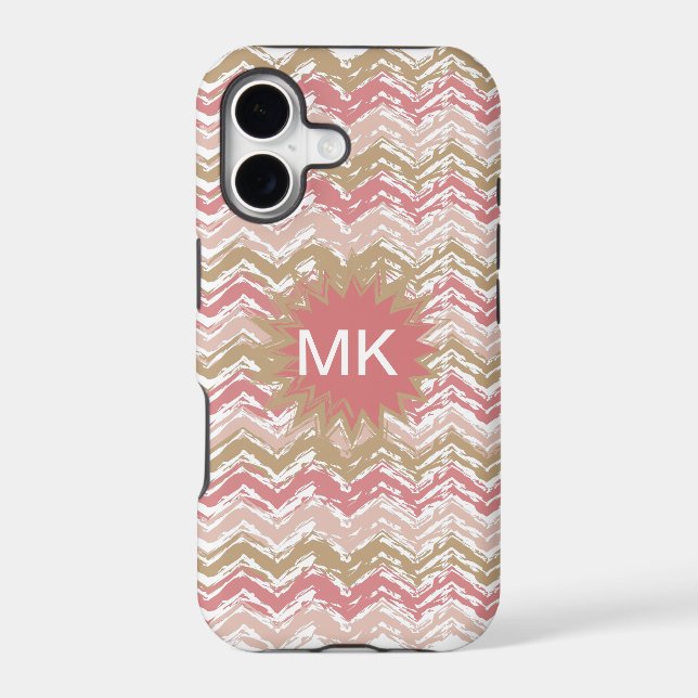 Coral Spice Scribble ZigZag Chevron Pattern Iphone Case (Back)