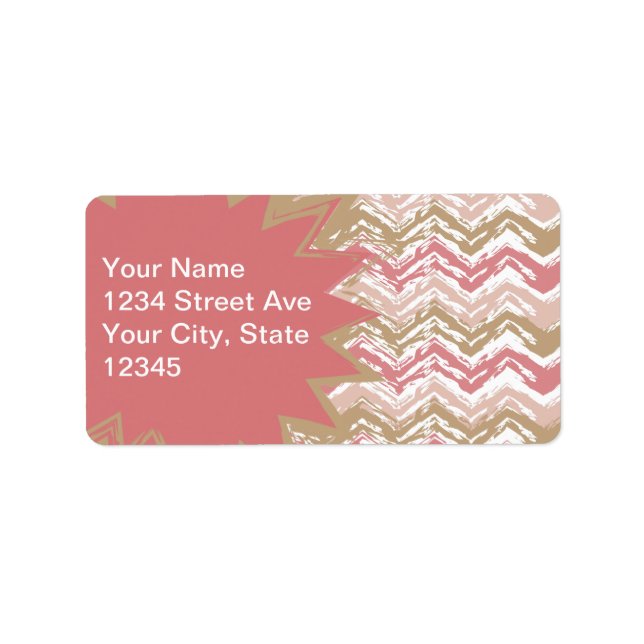 Coral Spice Scribble ZigZag Chevron Pattern Label (Front)