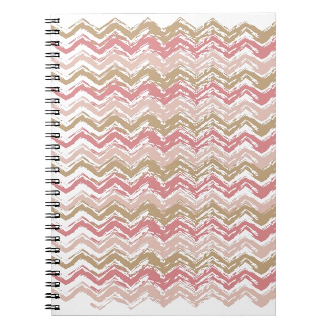 Coral Spice Scribble ZigZag Chevron Pattern Notebook (Front)