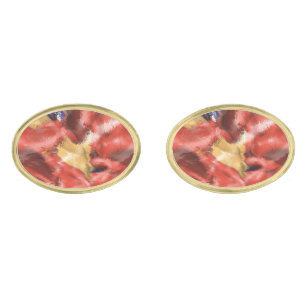 Coral Splash Design Gold Cufflinks