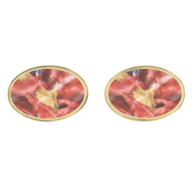 Coral Splash Design Gold Cufflinks (Front)