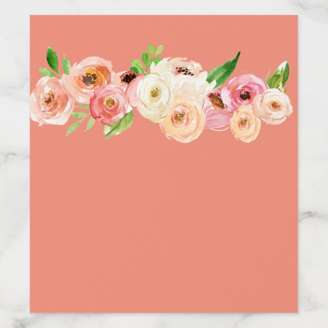 Coral Spring Floral Wedding Envelope Liner (Design)