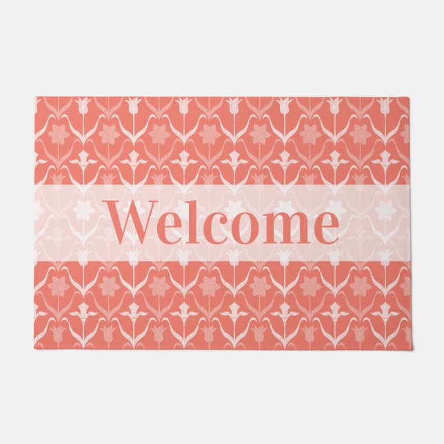 Coral Spring Flowers Art Nouveau Style Doormat (Front)