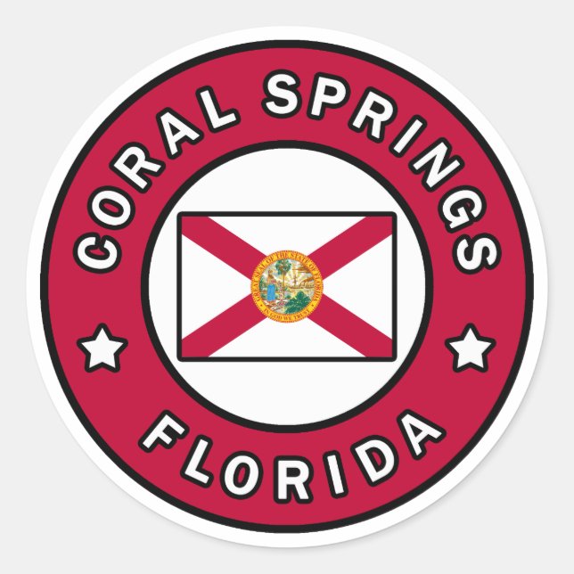Coral Springs Florida Classic Round Sticker (Front)
