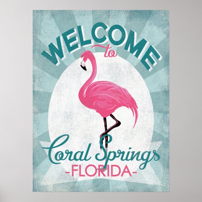 Coral Springs Florida Poster – Pink Flamingo
