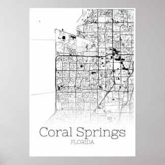 Coral Springs Map - Florida - City Map Poster