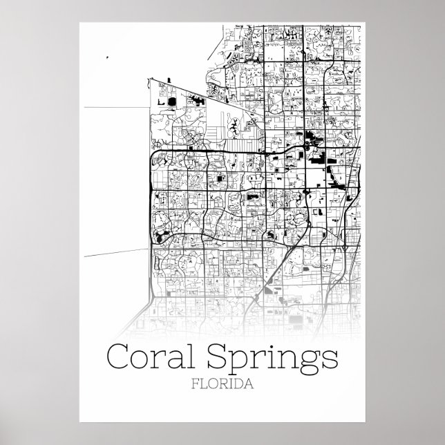 Coral Springs Map - Florida - City Map Poster (Front)