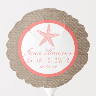Coral Starfish Beach Bridal Shower Balloon