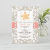 Coral Starfish Bridal Shower Invitations (Standing Front)